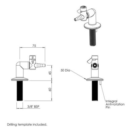 1 Way Bench Mounted Gas Tap