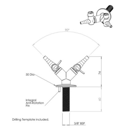 2 Way Wall Mounted Gas Tap