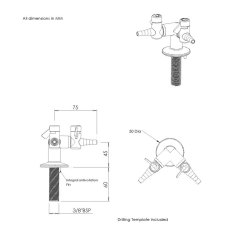 Two Way Bench Mounted Gas Tap