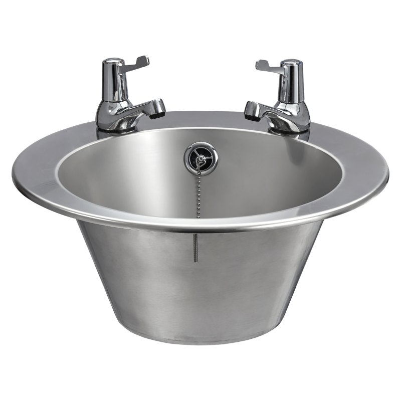 Stainless Steel Inset Wash Basin With Lever Taps Stainless Steel Inset Wash Basin With Lever Taps