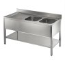 Catering Double Bowl Single Drainer On Frame 1500mm Catering Double Bowl Single Drainer On Frame 1500mm